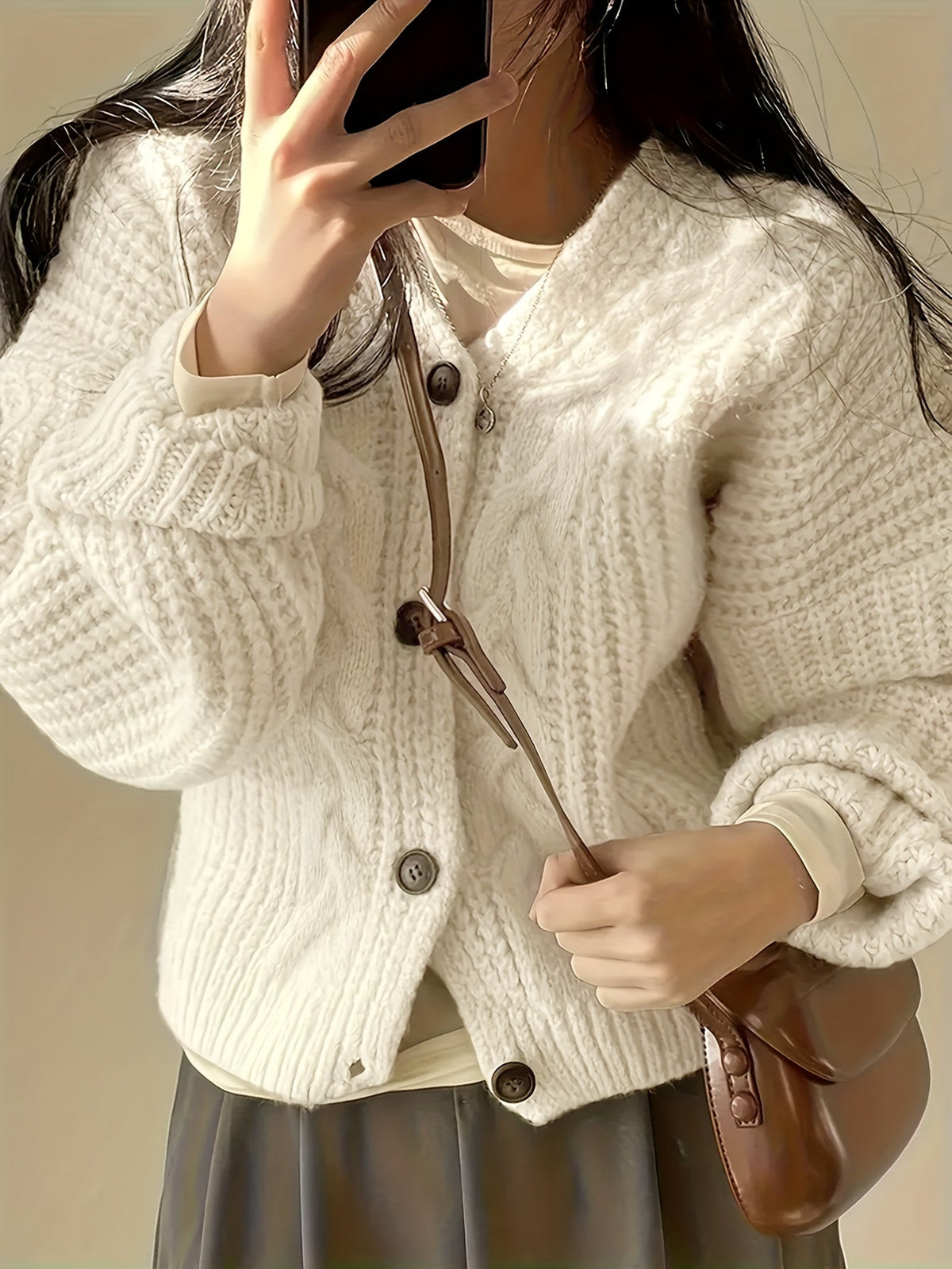 Cardigan Damen mit Knopfverschluss und lässigem Schnitt - J&B - 4 - Jasminaboutique.com