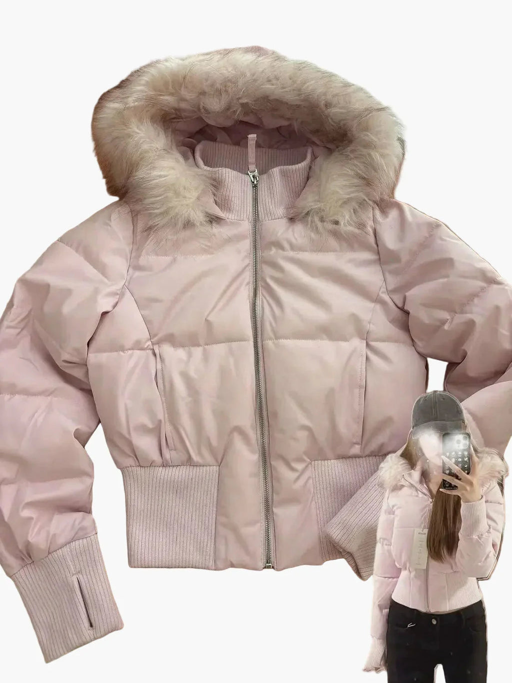 Winterjacke Damen Mit Kapuze und cropped Schnitt - J&B - 6 - Jasminaboutique.com