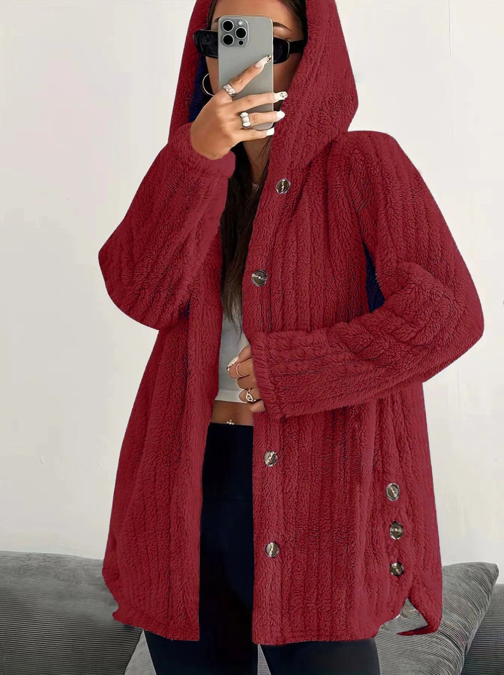 Jacket Damen mit Kapuze und Knopfverschluss - J&B - 4 - Jasminaboutique.com