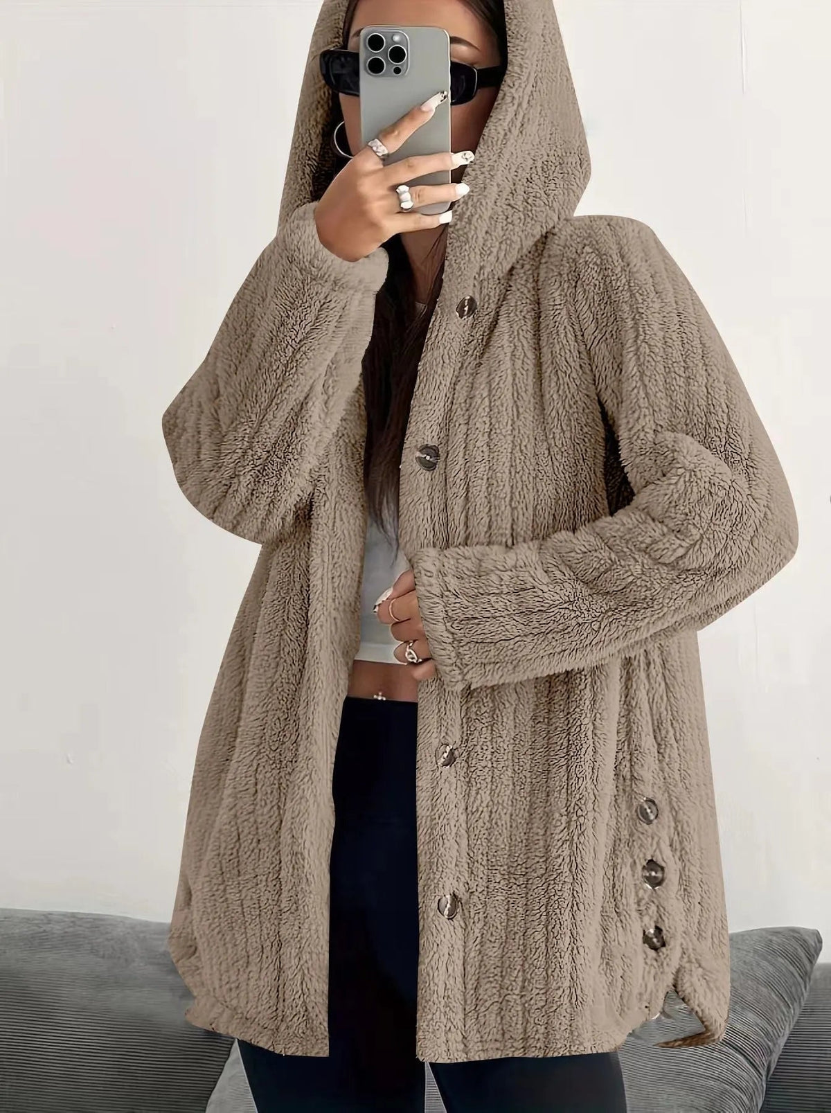 Jacket Damen mit Kapuze und Knopfverschluss - J&B - 6 - Jasminaboutique.com