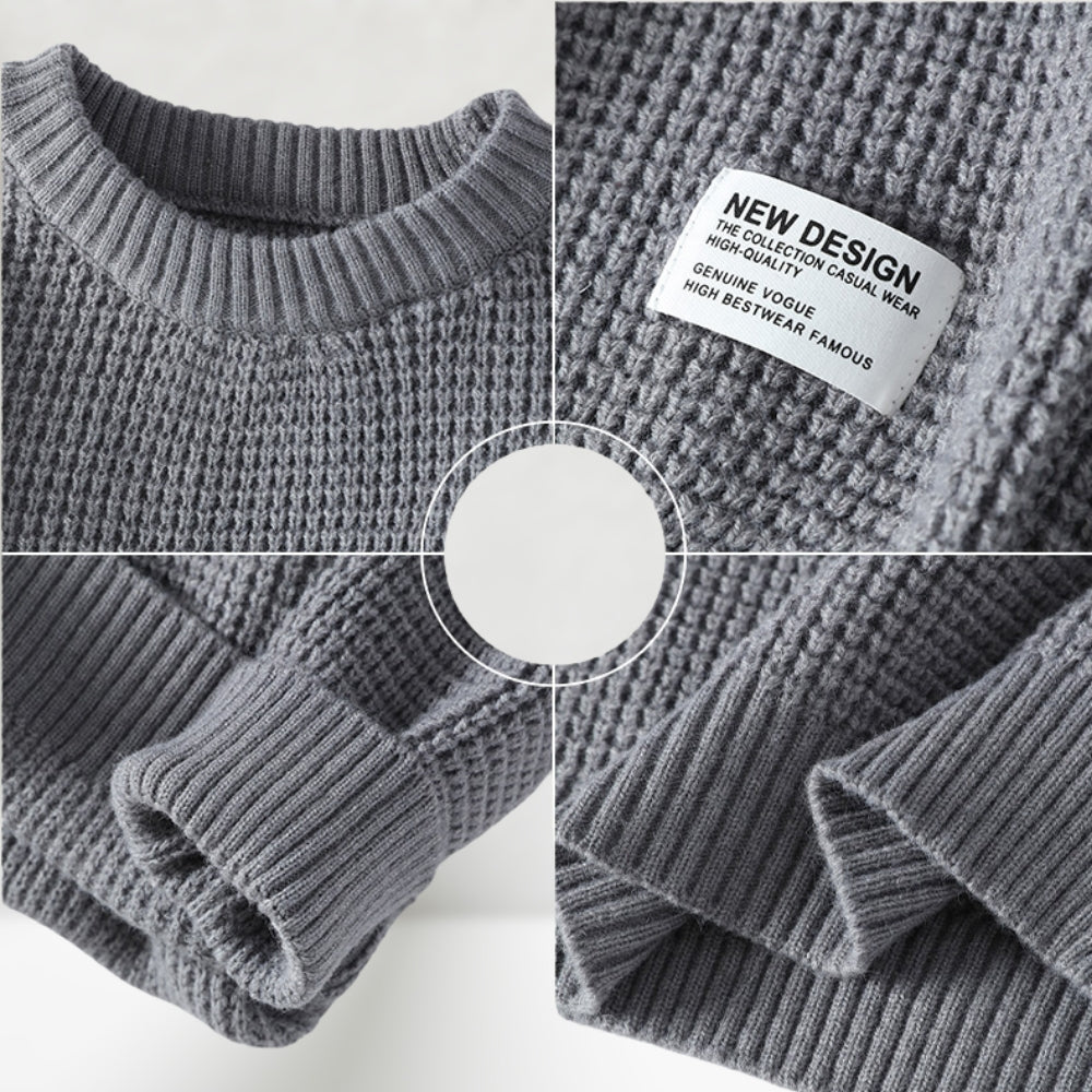 Sweater Herren mit klassischem Rundhalsausschnitt und strukturiertem Design - J&B - 5 - Jasminaboutique.com