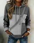 Hoodie Damen mit asymmetrischem Reißverschluss und lässigem Schnitt - J&B - 5 - Jasminaboutique.com