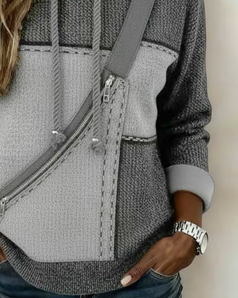 Hoodie Damen mit asymmetrischem Reißverschluss und lässigem Schnitt - J&B - 6 - Jasminaboutique.com