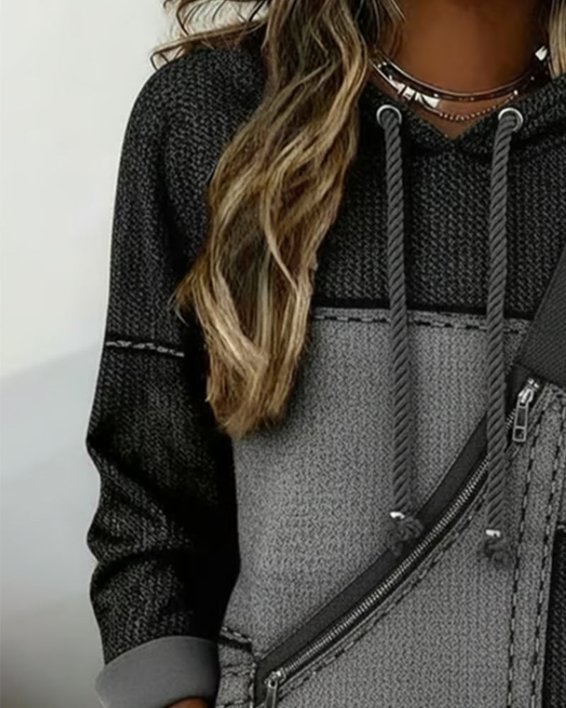 Hoodie Damen mit asymmetrischem Reißverschluss und lässigem Schnitt - J&B - 7 - Jasminaboutique.com