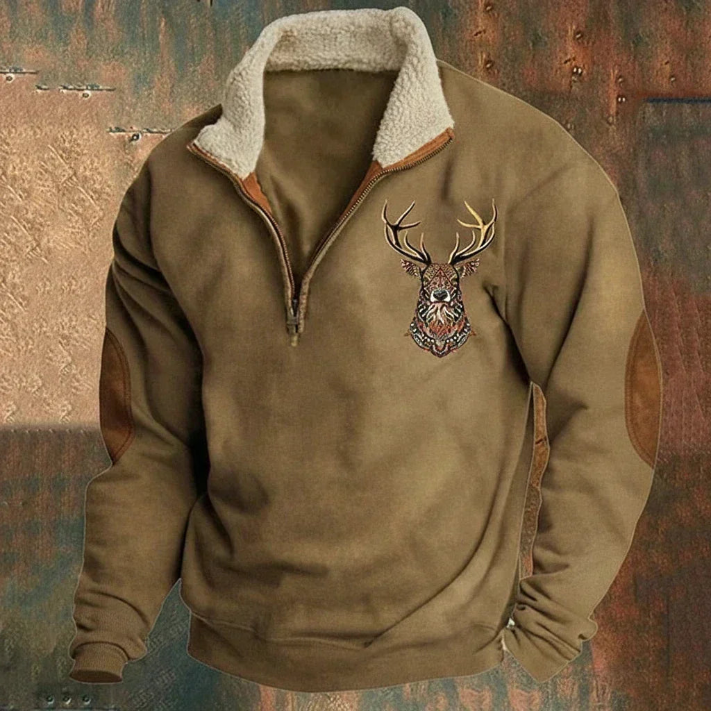 Sweater Herren mit Stehkragen und Tiermotiv - J&B - 1 - Jasminaboutique.com