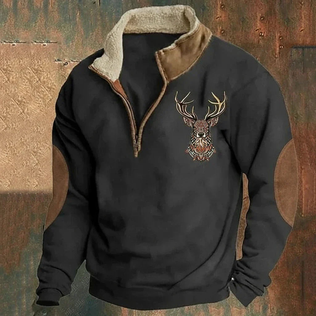 Sweater Herren mit Stehkragen und Tiermotiv - J&B - 2 - Jasminaboutique.com