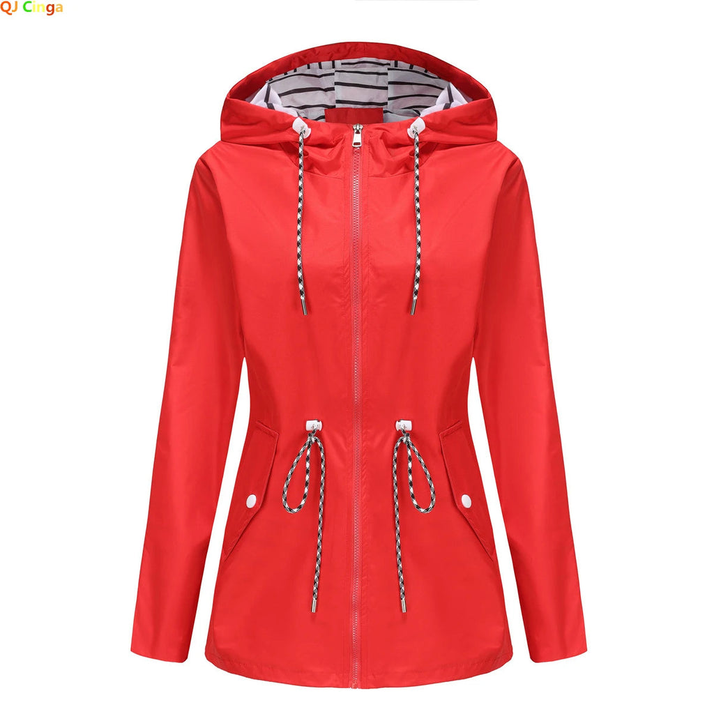 Damen Jacke mit Taillenzug und Kapuze - J&B - 1 - Jasminaboutique.com