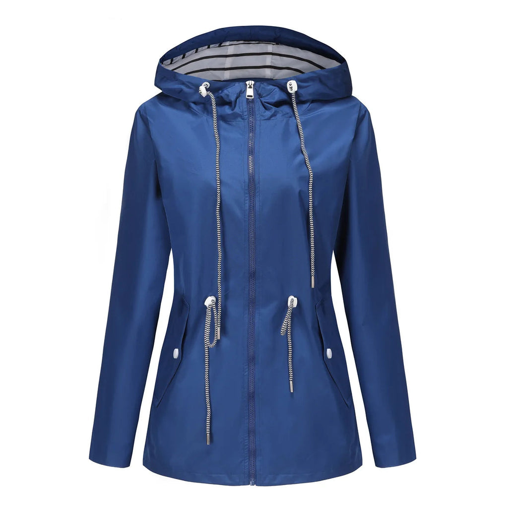 Damen Jacke mit Taillenzug und Kapuze - J&B - 4 - Jasminaboutique.com