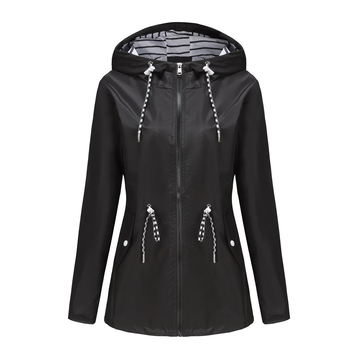 Damen Jacke mit Taillenzug und Kapuze - J&B - 6 - Jasminaboutique.com