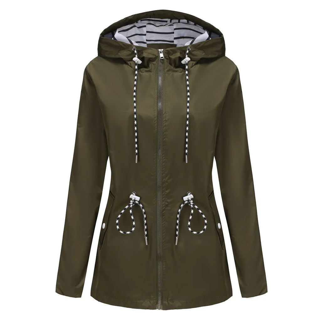 Damen Jacke mit Taillenzug und Kapuze - J&B - 7 - Jasminaboutique.com