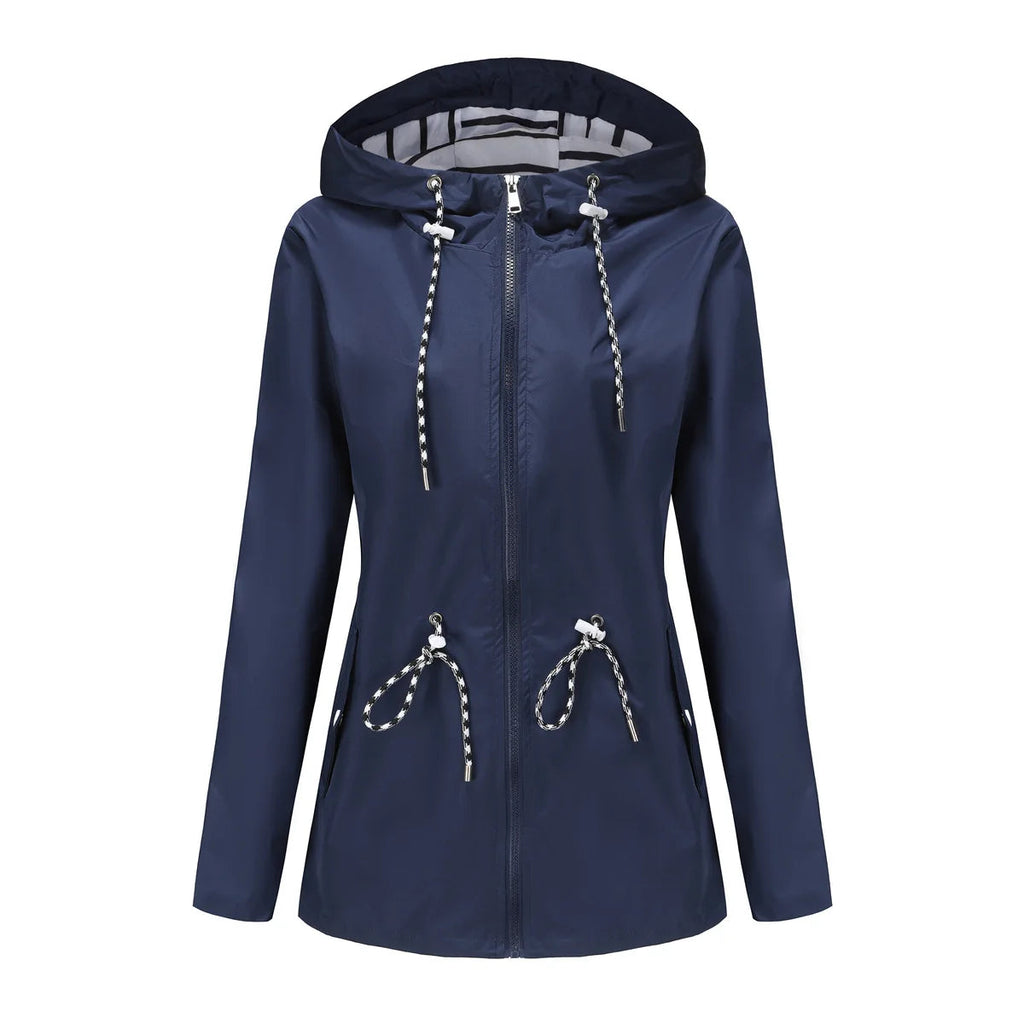 Damen Jacke mit Taillenzug und Kapuze - J&B - 8 - Jasminaboutique.com