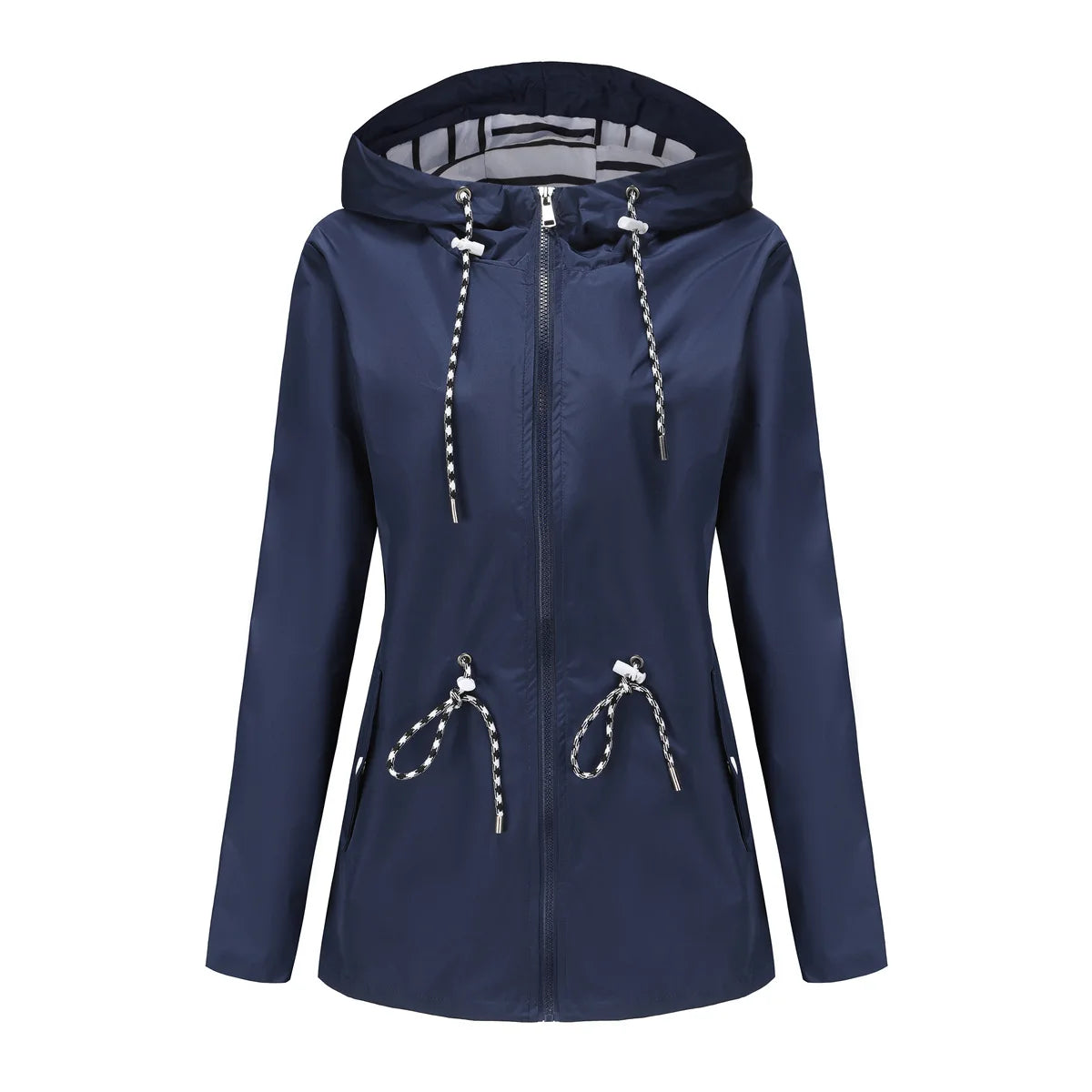 Damen Jacke mit Taillenzug und Kapuze - J&B - 8 - Jasminaboutique.com