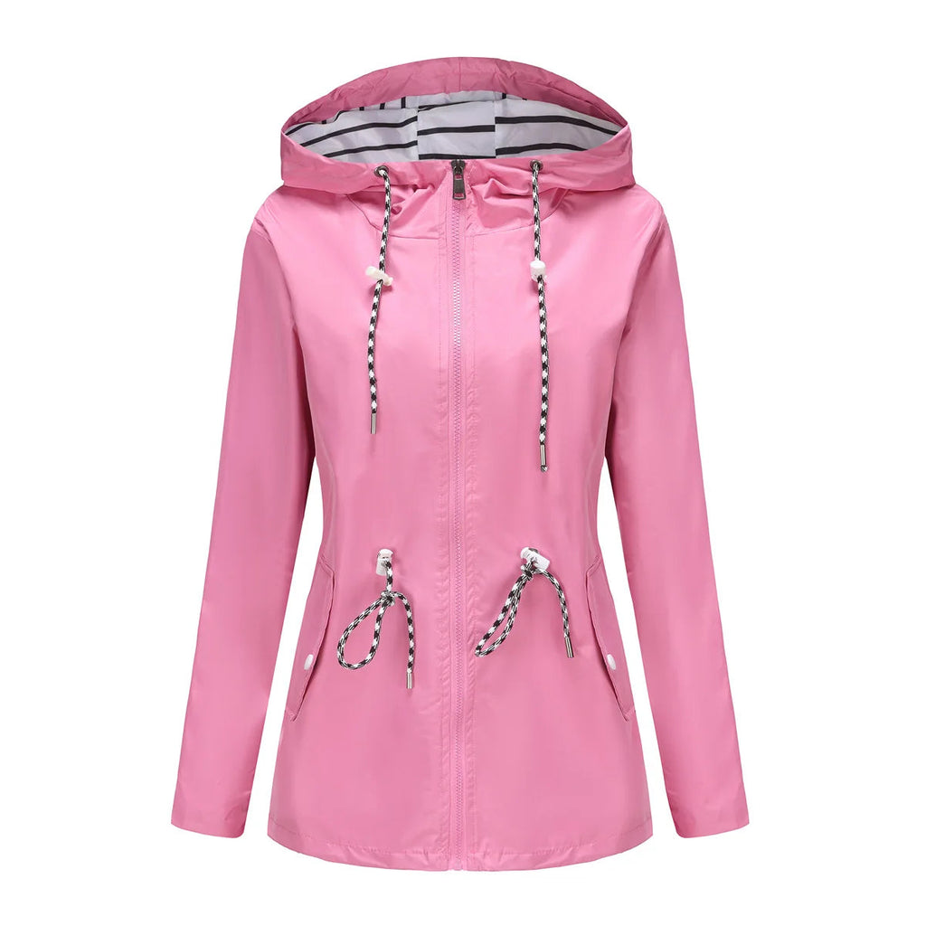 Damen Jacke mit Taillenzug und Kapuze - J&B - 10 - Jasminaboutique.com