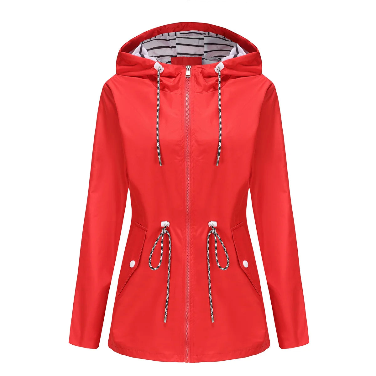 Damen Jacke mit Taillenzug und Kapuze - J&B - 11 - Jasminaboutique.com