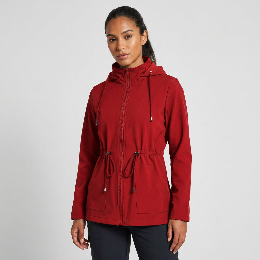 Damen Jacke mit verstellbarem Taillenbund und Kapuze - J&B - 1 - Jasminaboutique.com