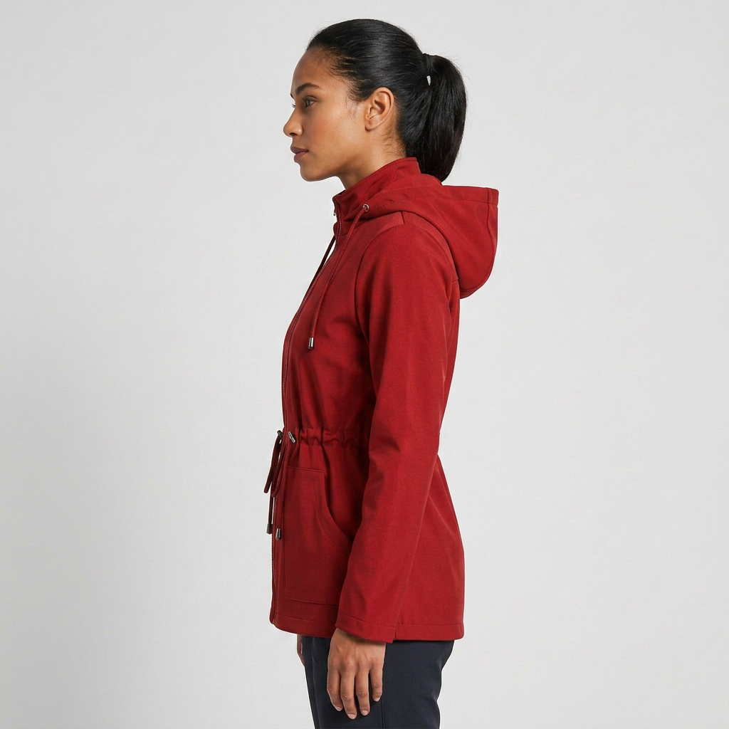 Damen Jacke mit verstellbarem Taillenbund und Kapuze - J&B - 2 - Jasminaboutique.com