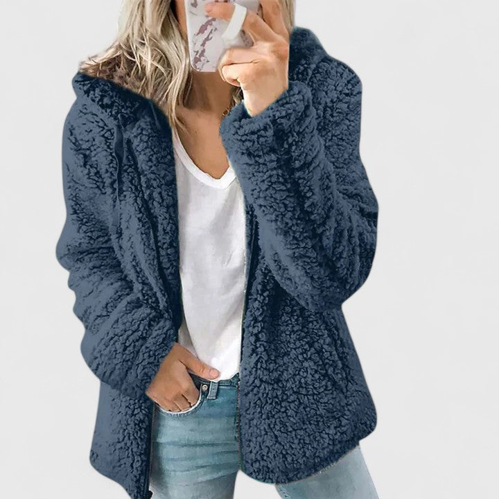 Jacke Damen mit Kapuze und flauschigem Schnitt - J&B - 1 - Jasminaboutique.com