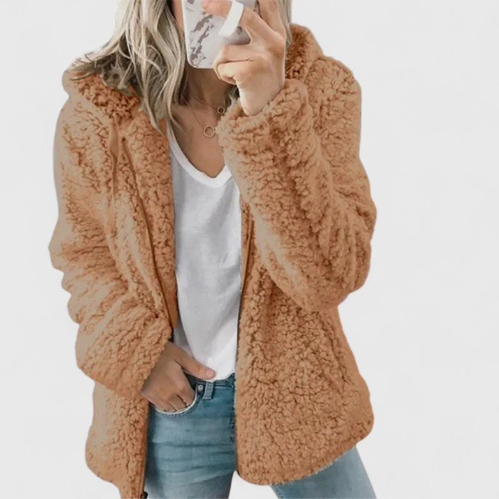Jacke Damen mit Kapuze und flauschigem Schnitt - J&B - 5 - Jasminaboutique.com
