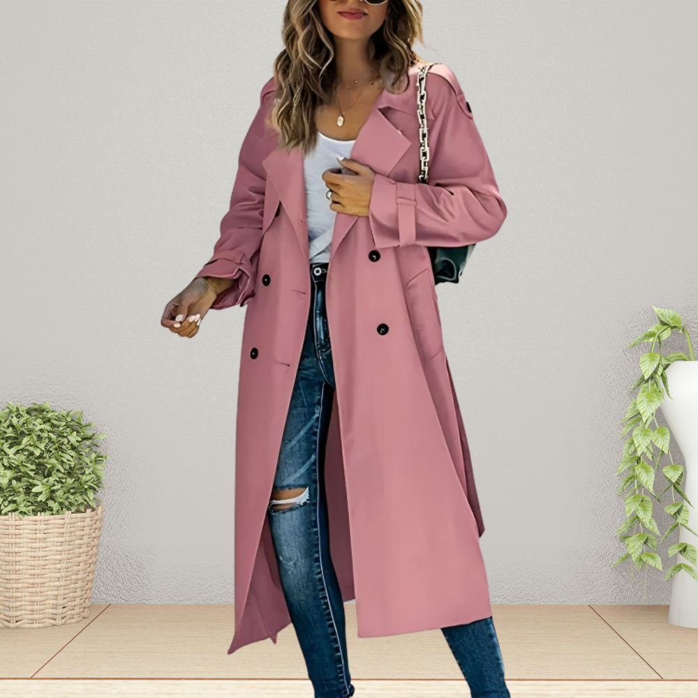 Trench Coat Damen mit doppelter Knopfleiste und klassischem Revers - J&B - 1 - Jasminaboutique.com