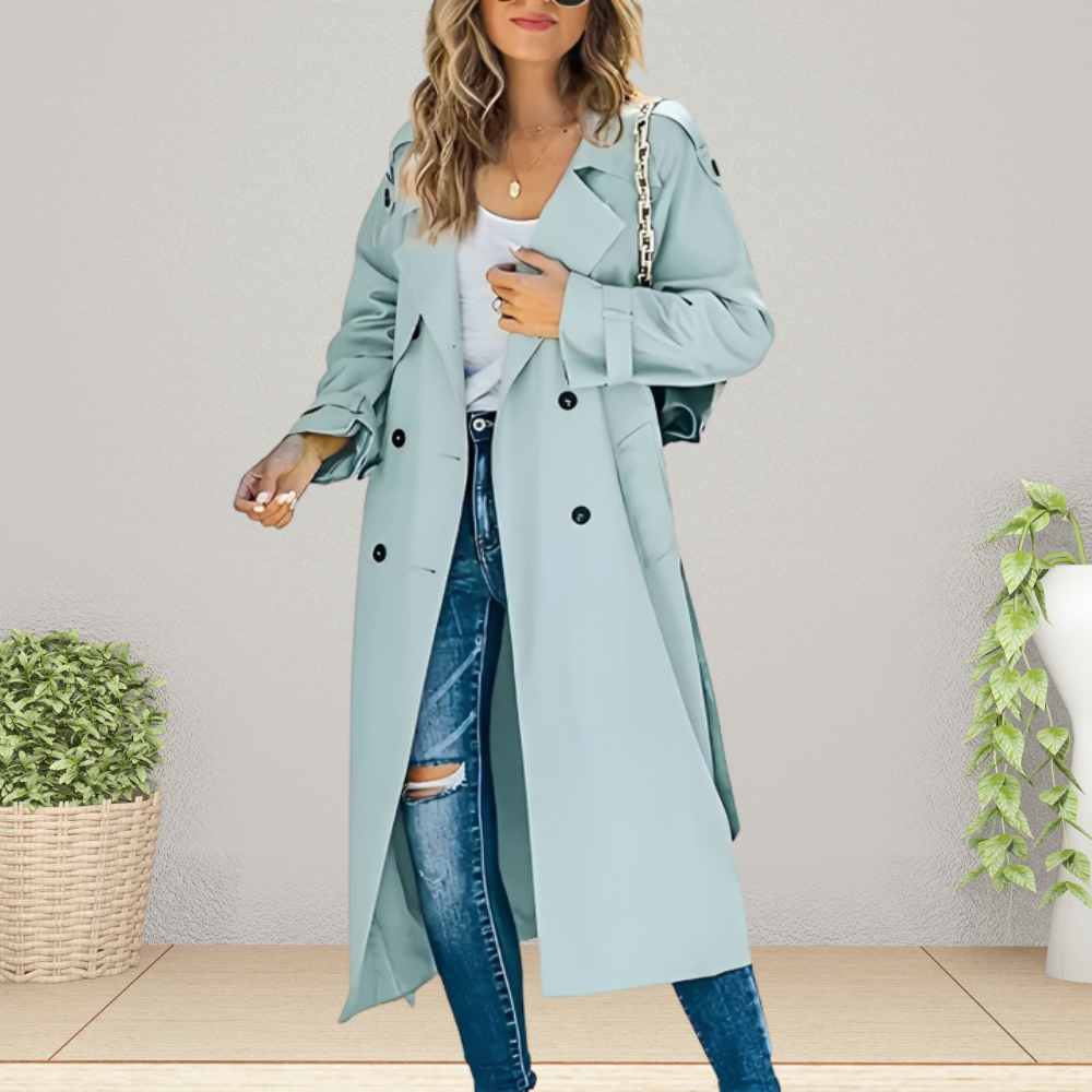 Trench Coat Damen mit doppelter Knopfleiste und klassischem Revers - J&B - 4 - Jasminaboutique.com