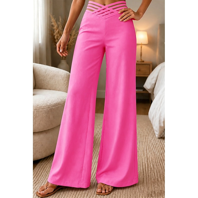 Weite Hose Damen mit hohem Bund und Cut-Outs - J&B - 7 - Jasminaboutique.com