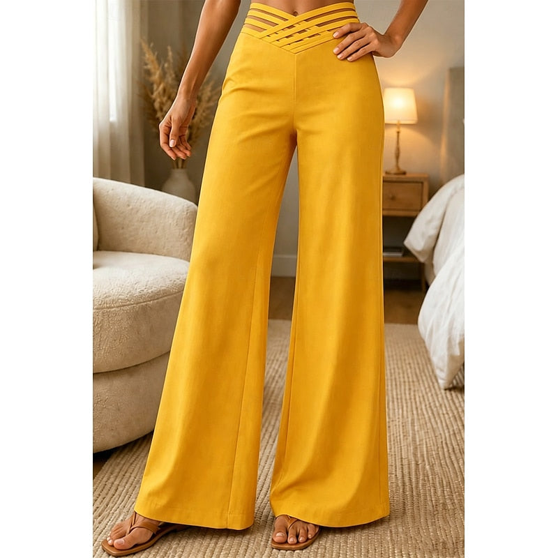 Weite Hose Damen mit hohem Bund und Cut-Outs - J&B - 9 - Jasminaboutique.com