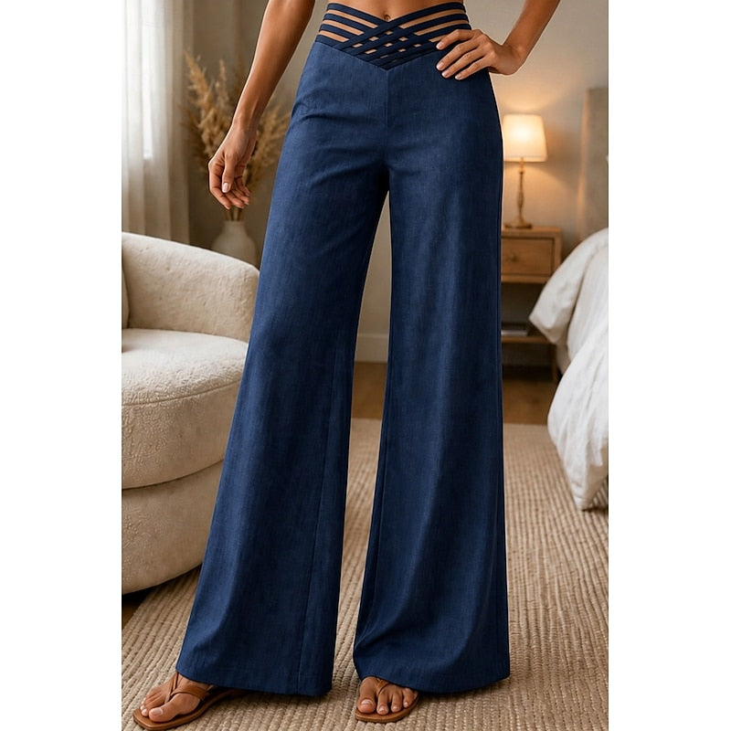 Weite Hose Damen mit hohem Bund und Cut-Outs - J&B - 10 - Jasminaboutique.com