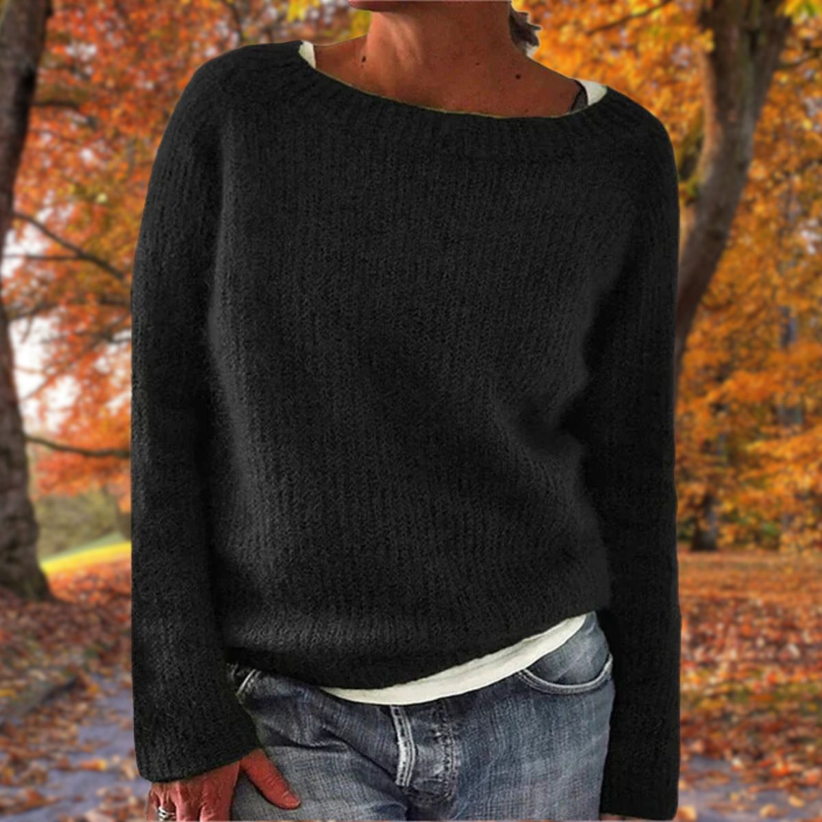 Pullover Damen mit weitem Ausschnitt und lässigem Schnitt - J&B - 2 - Jasminaboutique.com