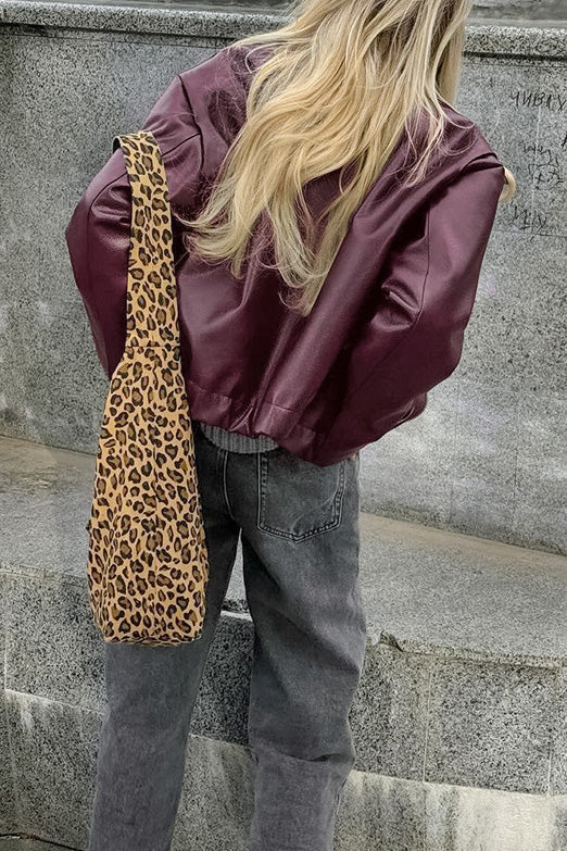 Cropped Lederjacke Damen mit Reißverschluss und Oversized Schnitt - J&B - 6 - Jasminaboutique.com