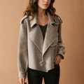 Damen Jacke mit breitem Kragen und asymmetrischem Schnitt - J&B - 1 - Jasminaboutique.com
