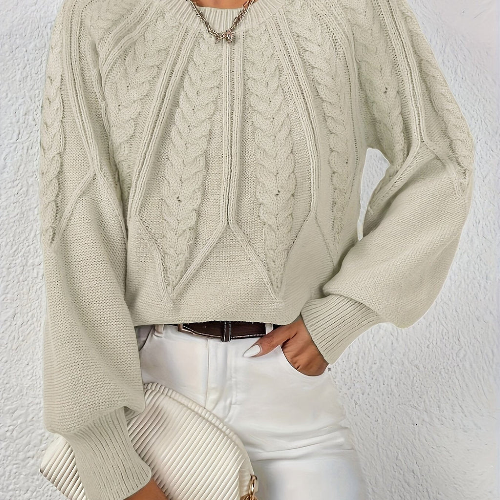 Pullover Damen mit Zopfmuster und weitem Schnitt - J&B - 2 - Jasminaboutique.com