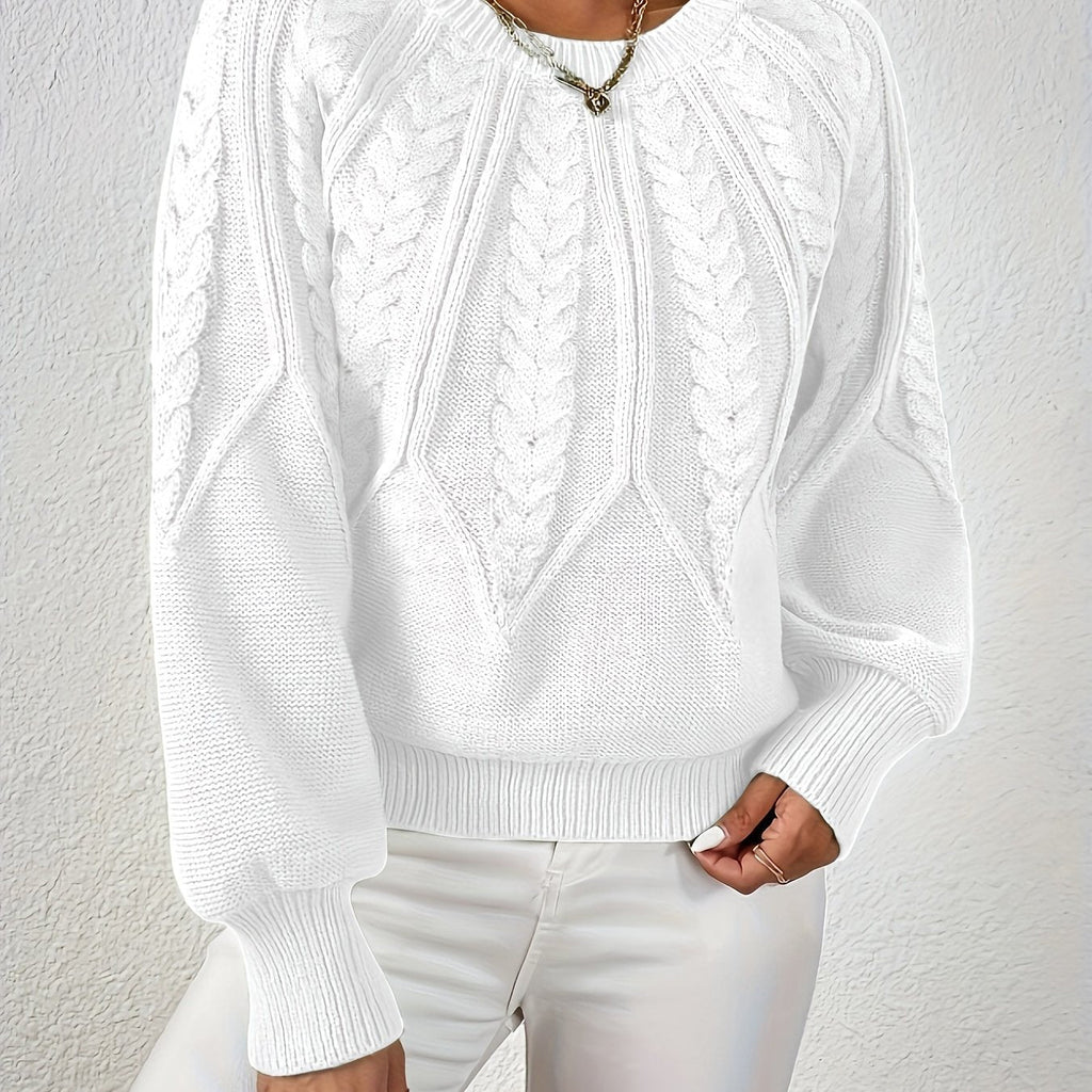 Pullover Damen mit Zopfmuster und weitem Schnitt - J&B - 4 - Jasminaboutique.com