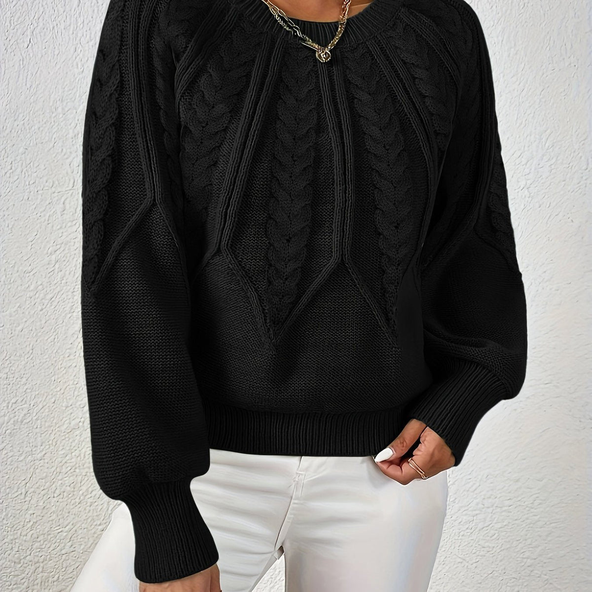 Pullover Damen mit Zopfmuster und weitem Schnitt - J&B - 7 - Jasminaboutique.com