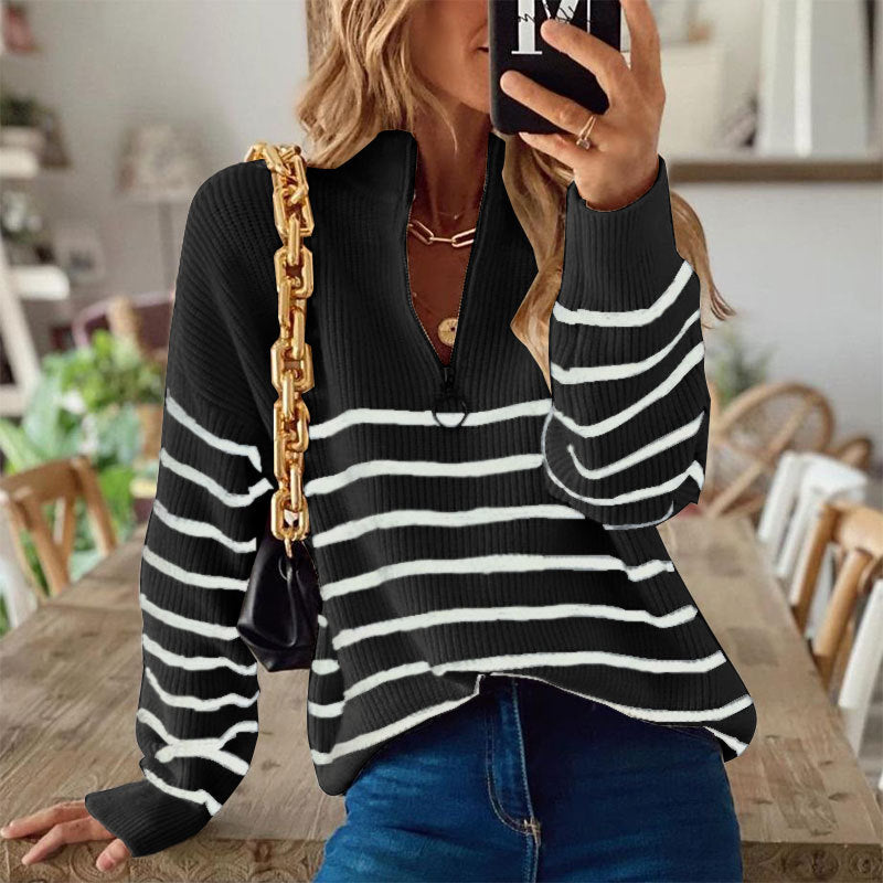Pullover Damen mit Stehkragen und Reißverschluss - J&B - 3 - Jasminaboutique.com