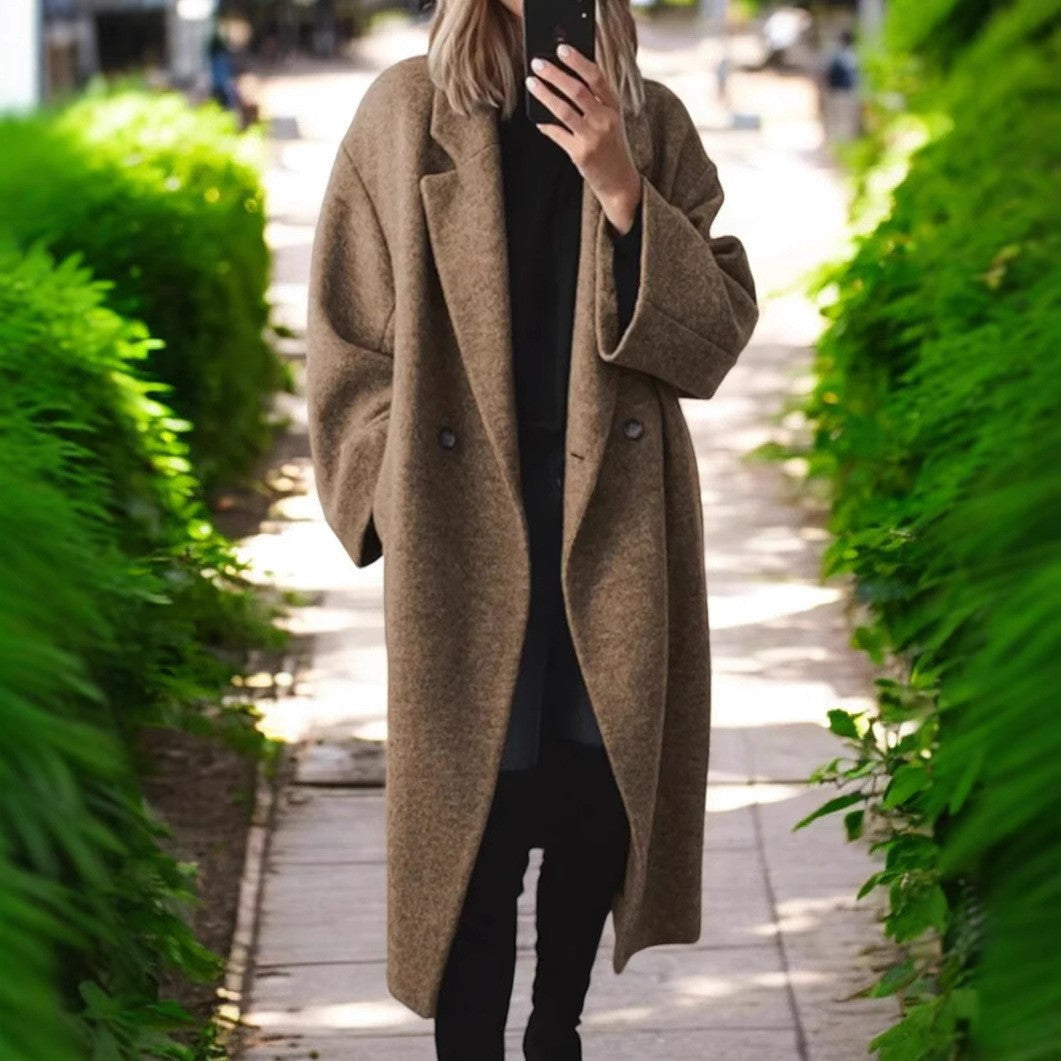 Oversized Mantel Damen mit doppelter Knopfleiste und weitem Schnitt - J&B - 1 - Jasminaboutique.com