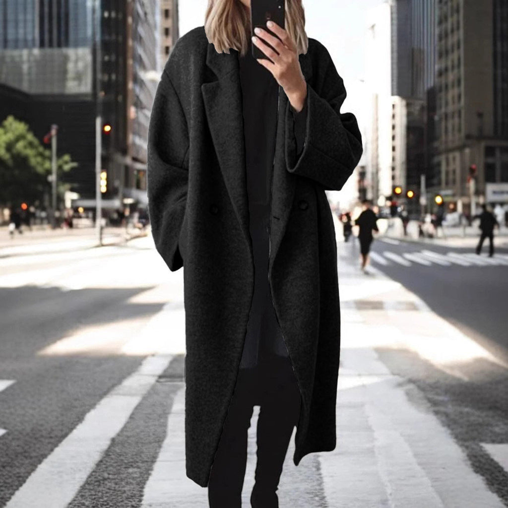Oversized Mantel Damen mit doppelter Knopfleiste und weitem Schnitt - J&B - 2 - Jasminaboutique.com
