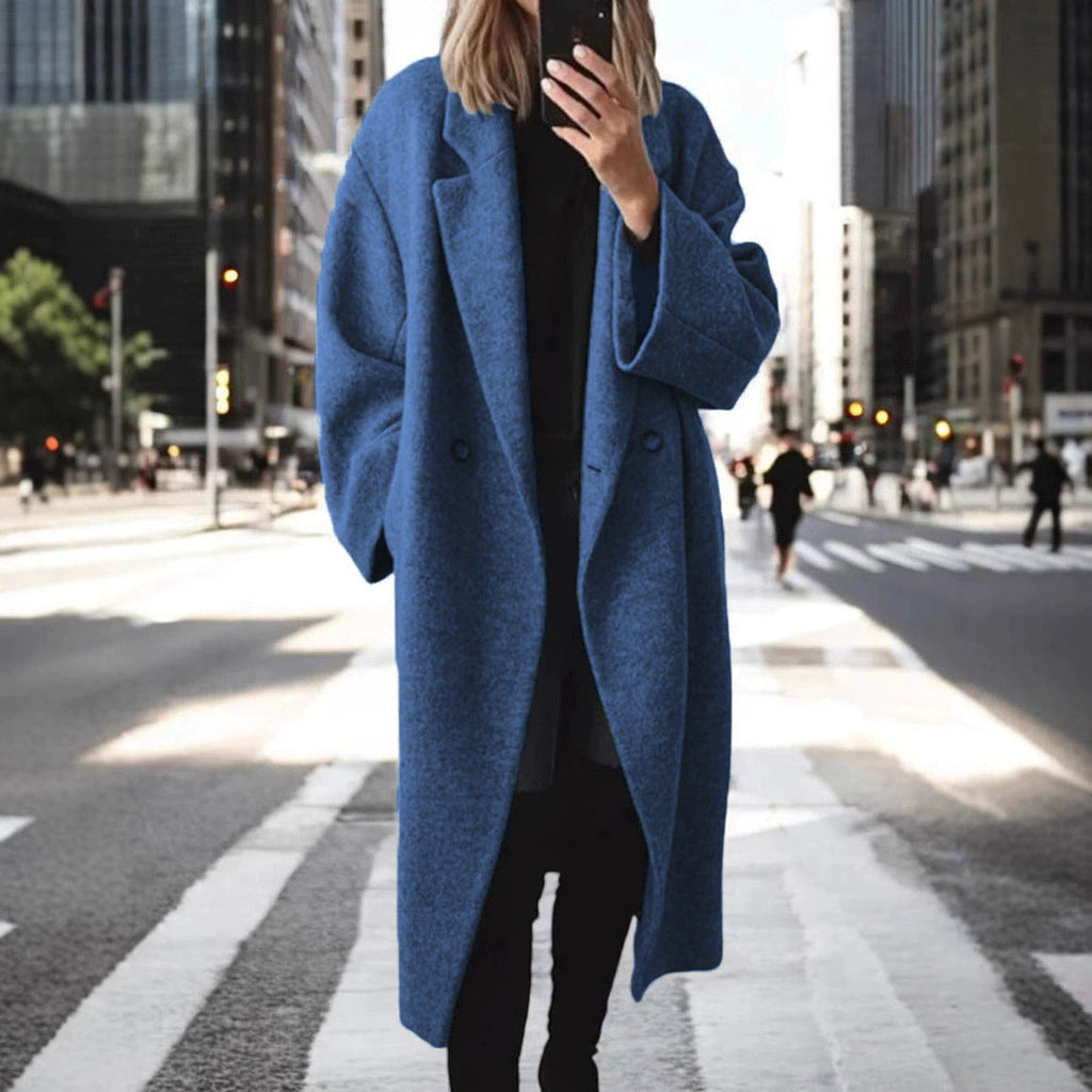 Oversized Mantel Damen mit doppelter Knopfleiste und weitem Schnitt - J&B - 4 - Jasminaboutique.com