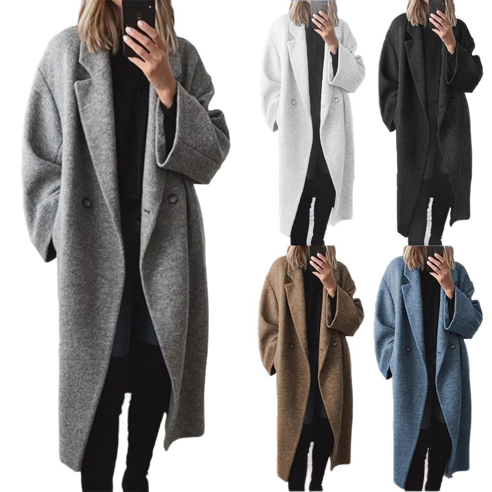 Oversized Mantel Damen mit doppelter Knopfleiste und weitem Schnitt - J&B - 8 - Jasminaboutique.com