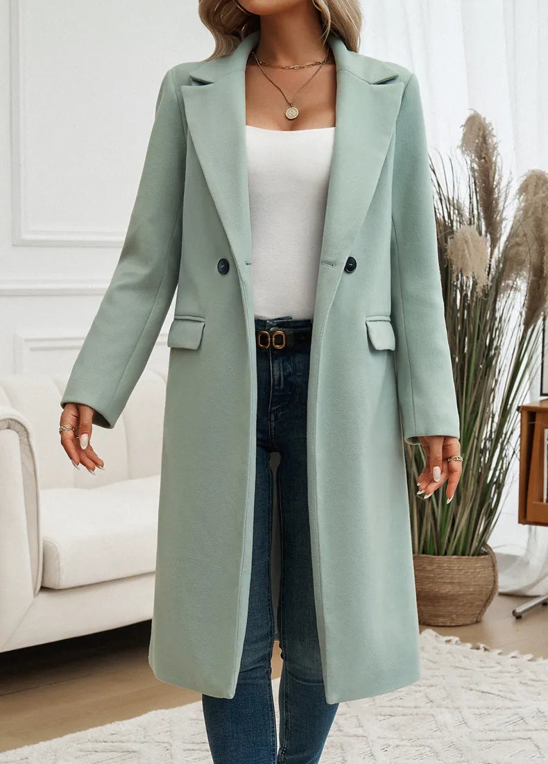 Damen Mantel mit Reverskragen und Knopfverschluss - J&B - 2 - Jasminaboutique.com