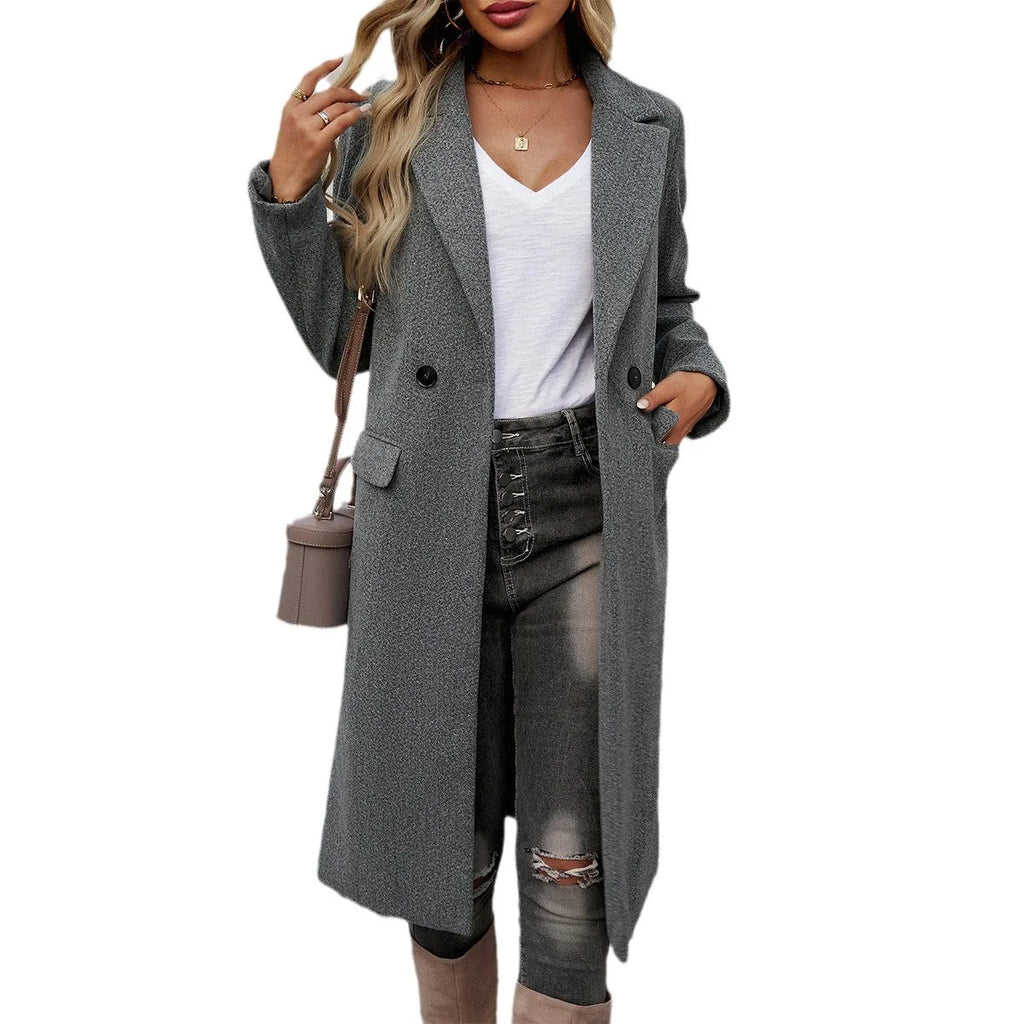 Damen Mantel mit Reverskragen und Knopfverschluss - J&B - 4 - Jasminaboutique.com