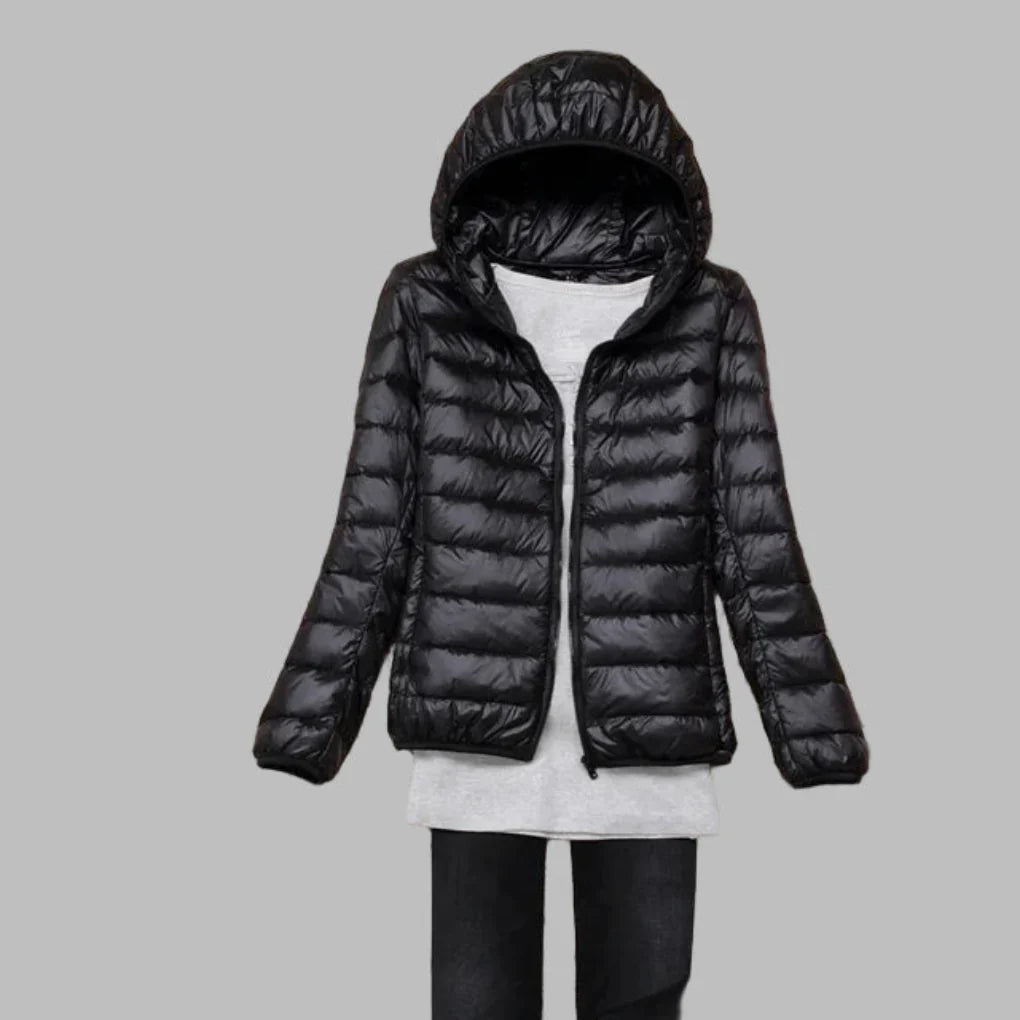 Damen Jacke mit Kapuze und gestepptem Design - J&B - 1 - Jasminaboutique.com