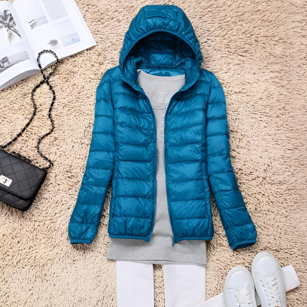 Damen Jacke mit Kapuze und gestepptem Design - J&B - 4 - Jasminaboutique.com