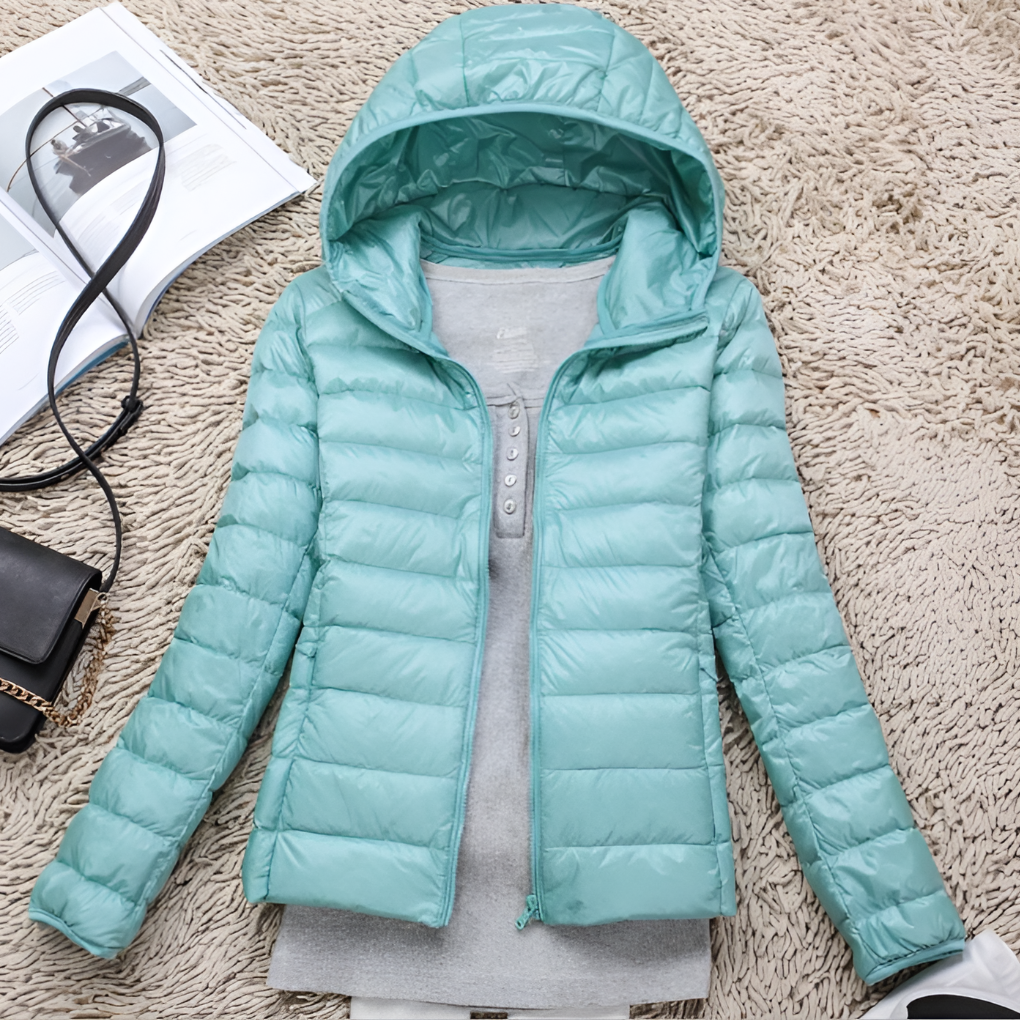 Damen Jacke mit Kapuze und gestepptem Design - J&B - 5 - Jasminaboutique.com