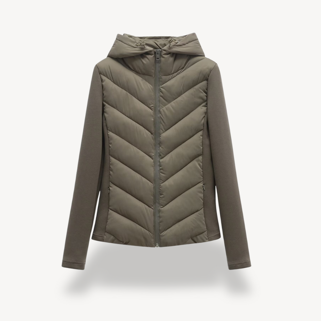 Damen Jacke mit Kapuze und Chevron-Schnitt - J&B - 2 - Jasminaboutique.com