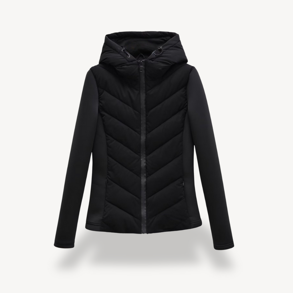Damen Jacke mit Kapuze und Chevron-Schnitt - J&B - 3 - Jasminaboutique.com