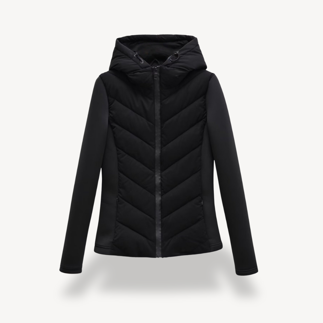 Damen Jacke mit Kapuze und Chevron-Schnitt - J&B - 3 - Jasminaboutique.com