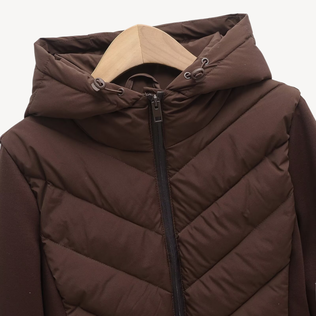 Damen Jacke mit Kapuze und Chevron-Schnitt - J&B - 6 - Jasminaboutique.com