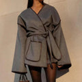 Jacke Damen mit breiten Ärmeln und Bindegürtel - J&B - 1 - Jasminaboutique.com