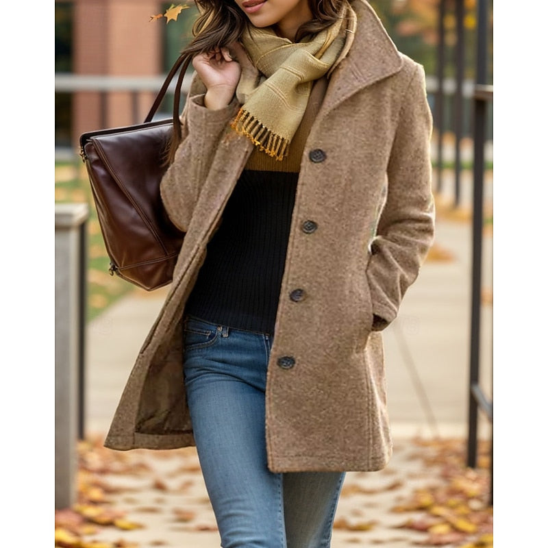 Damen Mantel mit klassischem Schnitt und Knopfleiste - J&B - 2 - Jasminaboutique.com