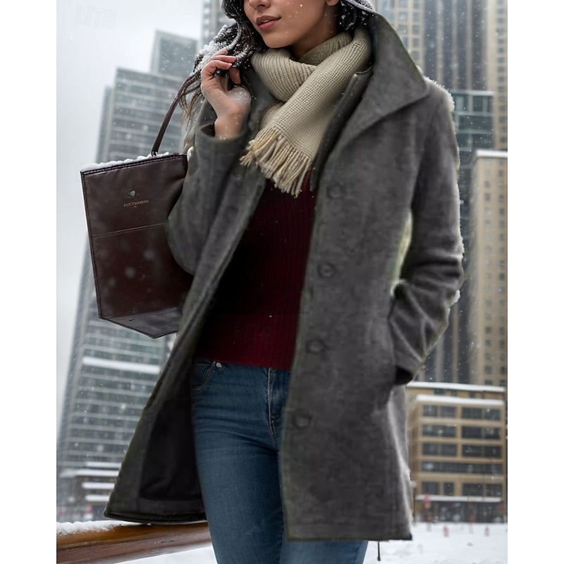Damen Mantel mit klassischem Schnitt und Knopfleiste - J&B - 3 - Jasminaboutique.com